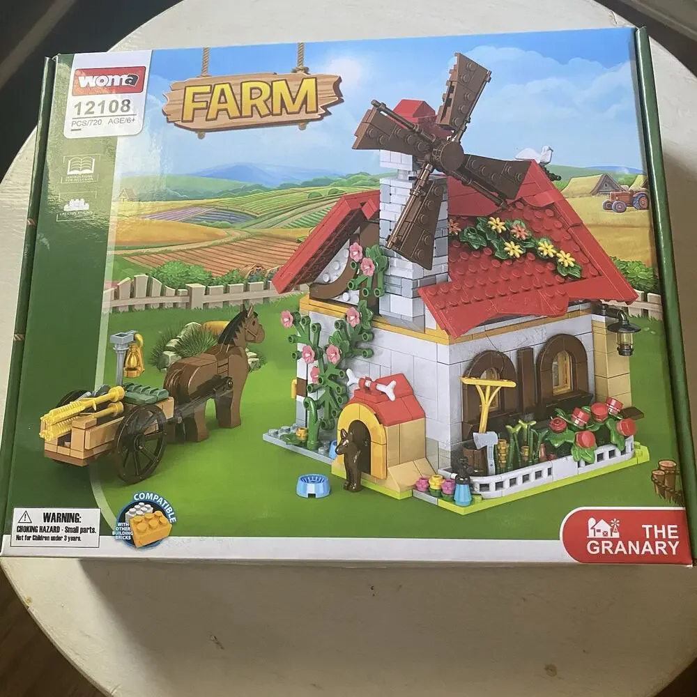 Farm House Building Toy Set - 720 PCS Animal Shop Building Kit The Granary